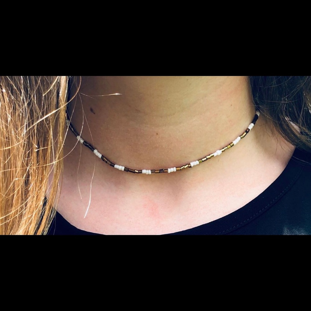 Necklace Brown and White